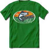 Fishing - Vissen T-Shirt | Grappig Verjaardag Vis Hobby Cadeau Shirt | Dames - Heren - Unisex | Tshirt Hengelsport Kleding Kado - Donker Groen - XL