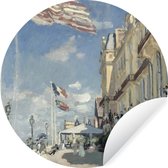 WallCircle - Muurstickers - Behangcirkel - The hotel of Roches Noires - Schilderij van Claude Monet - 120x120 cm - Muurcirkel - Zelfklevend - Ronde Behangsticker XXL