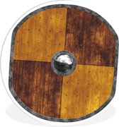 WallCircle - Wandcirkel ⌀ 140 - Houten schild van een Viking - Ronde schilderijen woonkamer - Wandbord rond - Muurdecoratie cirkel - Kamer decoratie binnen - Wanddecoratie muurcirkel - Woonaccessoires