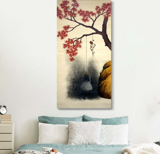 Tableau sur Toile Esdoorn en Automne - Peinture de Shibata Zeshin - 80x160 cm - Décoration murale