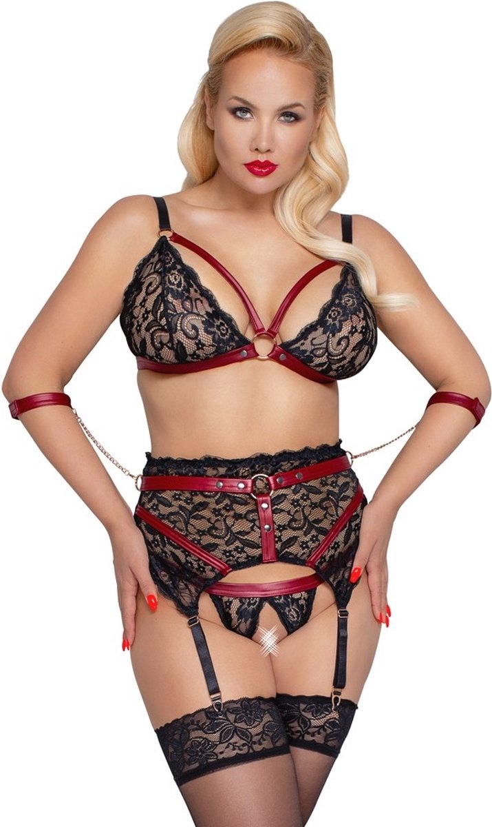Goedkoopste BH Bondage Jarretel Set - Zwart