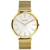 ZINZI Montre Retro cadran nacre blanche et boitier acier couleur or jaune bracelet maille acier couleur or jaune 38mm extra fin ZIW448M