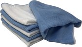JEMIDI 6x poetsdoeken van microvezel - Voor thuis, keuken, badkamer of auto - Microzeveldoeken35 x 35 cm - Wit/blauw