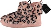 Dames hoge pantoffels/sloffen luipaard print roze maat 41-42