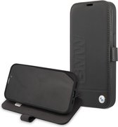 iPhone 13 Bookcase hoesje - BMW - Effen Zwart - Leer