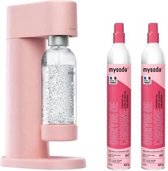 MYSODA P2C-WD002F-LP - Houtachtig roze bruiswatermachinepakket - 2 60L CO2-cilinders inbegrepen 1 - 1L carboniserende fles