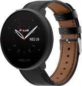 Leer Smartwatch bandje - Geschikt voor  Polar Ignite 2 leren bandje - strak-zwart - Strap-it Horlogeband / Polsband / Armband