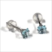 Aramat jewels ® - Zirkonia zweerknopjes vierkant 4mm oorbellen licht blauw chirurgisch staal