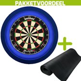 Winmau Blade 6 + Rubberen Dartmat 60*250 + Dartbordverlichting Deluxe (Blauw)