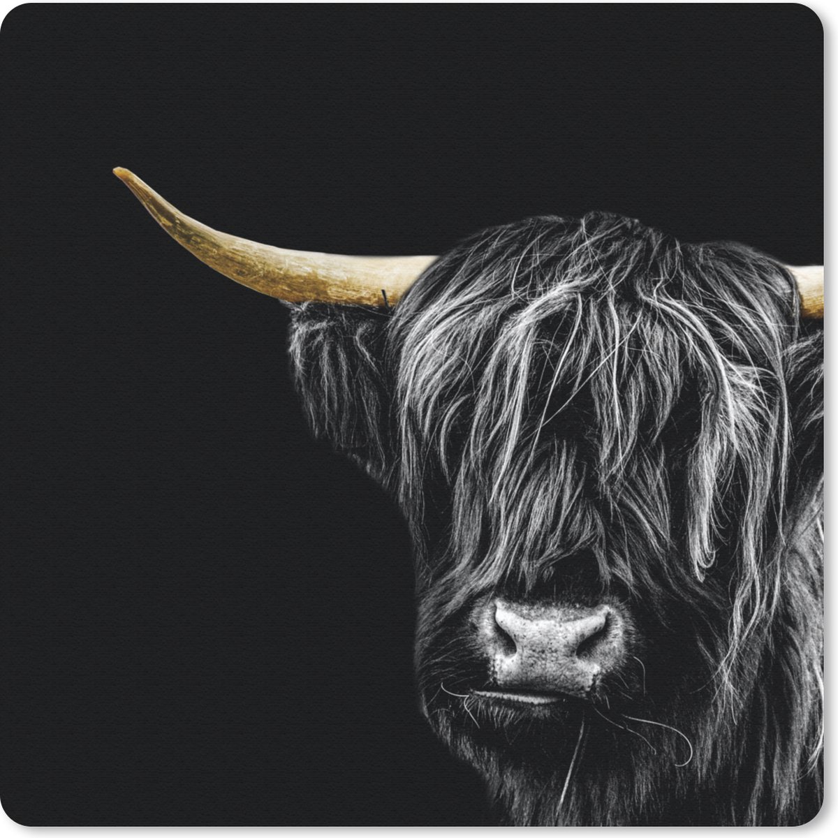 Muismat 30x30 cm - Mousepad Schotse Hooglander - Gouden Hoorns - Muismatten