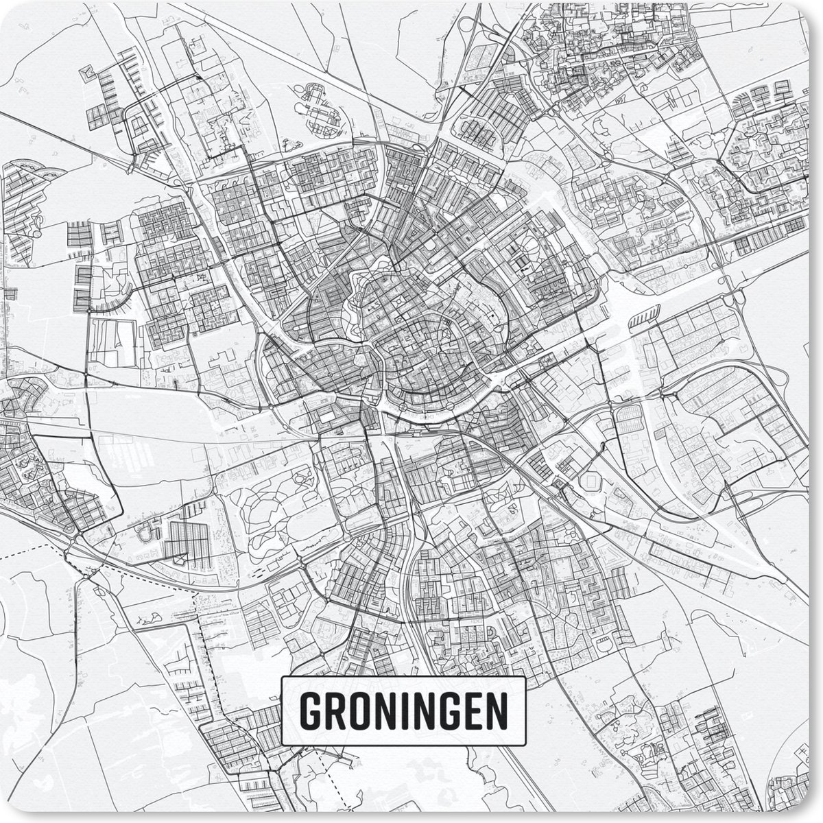 Muismat 30x30 cm - Mousepad Stadskaart Groningen - Muismatten