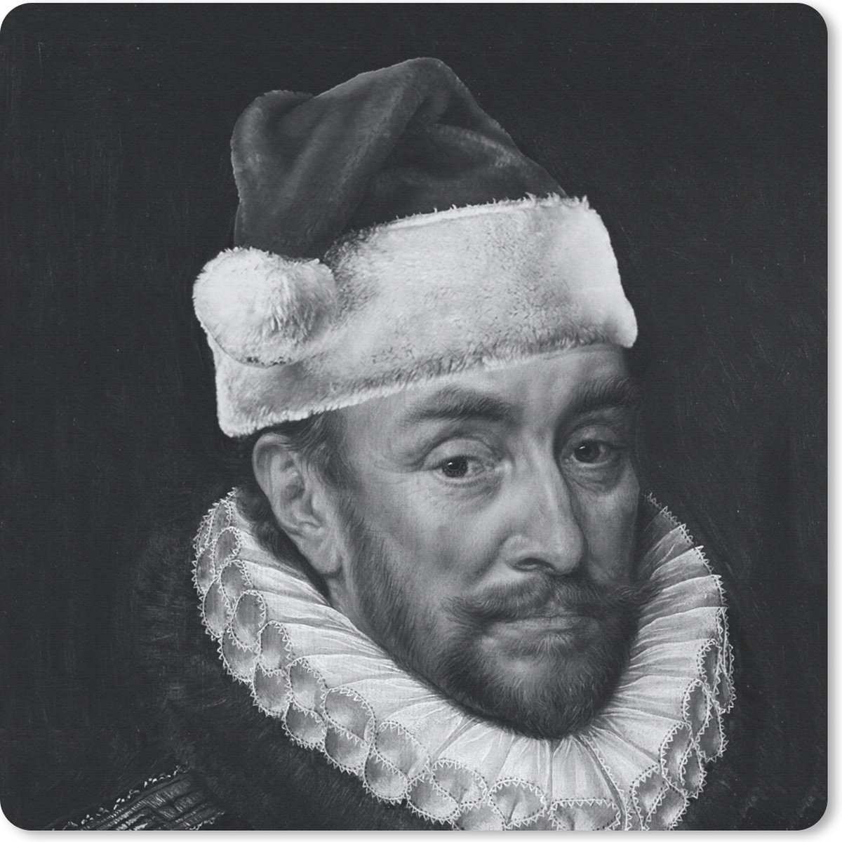 Muismat 30x30 cm - Mousepad Portret van Willem I - Adriaen Thomasz - Zwart - Wit - Muismatten
