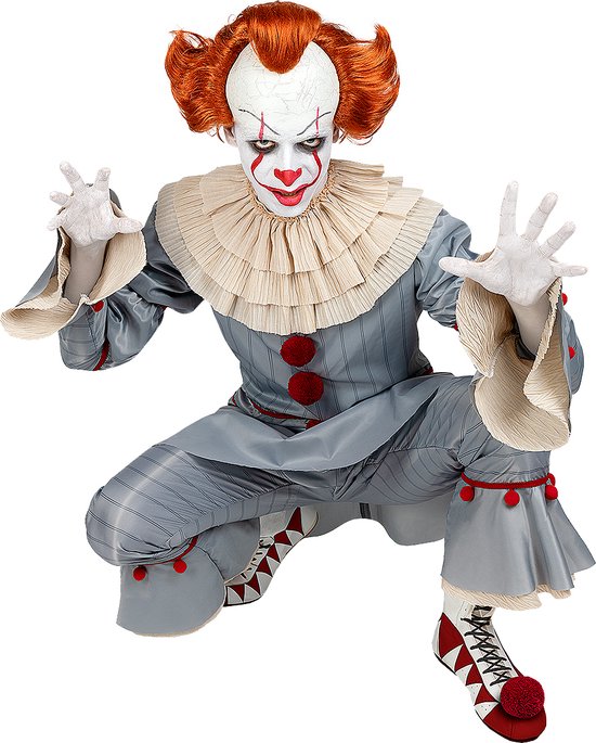 FUNIDELIA Pennywise Suit - IT: Chapter 2 for Men Pennywise - Taille: S - Grijs / Argent