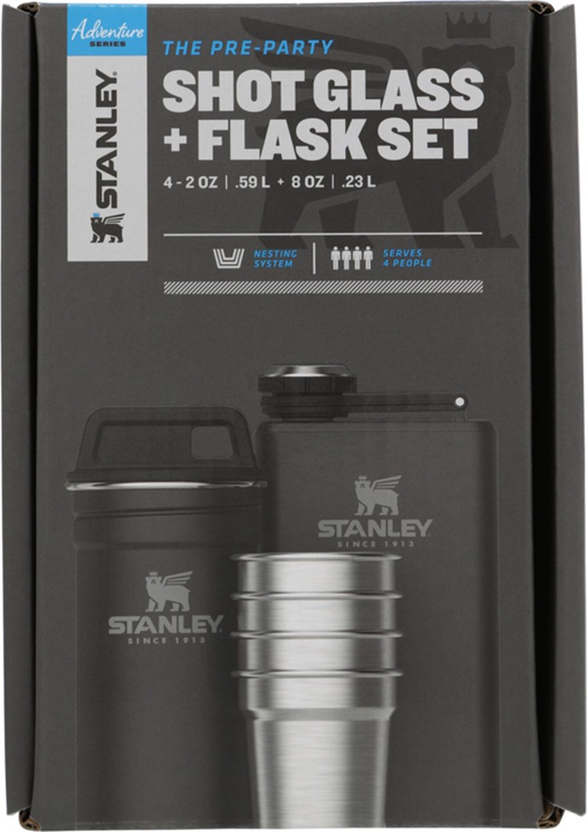 Stanley Flask & Shot glass set Hammertone Green 10-01883-034