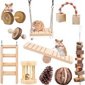 Hamster speelgoed set 10 pack natuurlijk hout