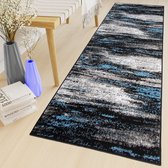 Tapiso Maya Loper Vloerkleed Grijs Zwart Blauw Gang Modern Woonkamer Gang Maat- 100x300