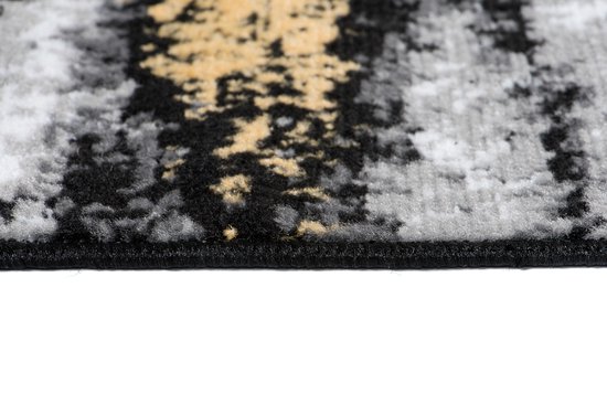 Tapiso Maya Runner Rug Grijs Zwart Couloir Couloir de Salon Moderne Taille - 100x400