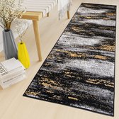 Tapiso Maya Loper Vloerkleed Grijs Zwart Gang Modern Woonkamer Gang Maat- 80x350