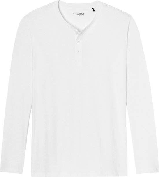 SCHIESSER Mix+Relax T-shirt - lange mouw O-hals met knoopjes - wit - Maat: 3XL