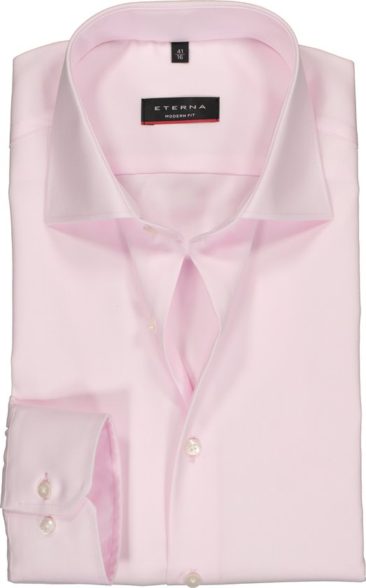 ETERNA modern fit overhemd - niet doorschijnend twill heren overhemd - licht roze - Strijkvrij - Boordmaat: 42