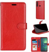 LuxeBass Hoesje geschikt voor Motorola One Macro hoesje book case rood - telefoonhoes - gsm hoes - telefoonhoesjes
