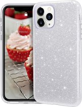 LuxeBass Hoesje geschikt voor iPhone 11 Hoesje - Glitter Siliconen - Zilver