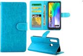 LuxeBass Hoesje geschikt voor Huawei Y6P - Bookcase Turquoise - portemonnee hoesje - telefoonhoes - gsm hoes - telefoonhoesjes