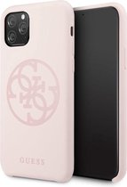Roze hoesje van Guess - Backcover - Silicon - iPhone 11 Pro - Logo - GUHCN58LS4GLP