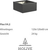 Polyester Flox V4.2 Vierkant 120x120x60 cm. Plantenbak