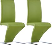 Decoways - Eetkamerstoelen met zigzag-vorm 2 stuks kunstleer groen