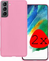 Samsung Galaxy S21 FE Hoesje Licht Roze Siliconen - Samsung Galaxy S21 FE Case Back Cover Licht Roze Silicone - Samsung Galaxy S21 FE Hoesje Siliconen Hoes Licht Roze - 2 Stuks