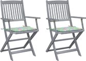 Decoways - Tuinstoelen 2 stuks inklapbaar met kussens massief acaciahout