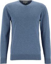 Michaelis heren trui katoen - slim fit met V-hals - jeansblauw -  Maat: XL
