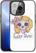 GSM Hoesje iPhone 13 Pro Max Siliconen Hoesje met Zwarte rand Boho Skull