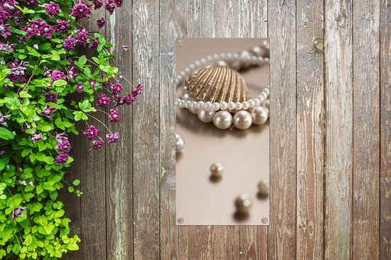 Poster de jardin Gros plan d'un collier de perles - Décoration murale cm - Décoration murale extérieur - Poster jardin - Toile jardin - Poster clôture - Tableau jardin