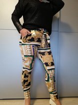 Fashion legging printmotief met koord groen S/M