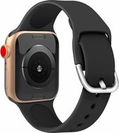 Geschikt voor Apple watch bandje silicone met D sluiting 38mm-40mm zwart small