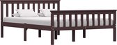 Decoways - Bedframe massief grenenhout donkerbruin 140x200 cm