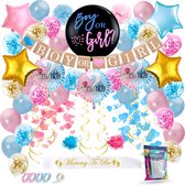 Fissaly 60 Stuks Gender Reveal Baby Shower Ballonnen Decoratie Feestpakket – Geslachtsbepaling & Babyshower
