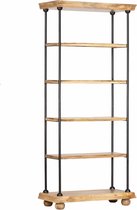 Decoways - Boekenkast met 5 schappen 80x35x180 cm massief mangohout staal