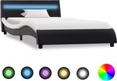 Decoways - Bedframe met LED kunstleer zwart en wit 90x200 cm