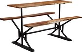 Decoways - Bartafel met banken 180x50x107 cm massief acaciahout