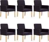 Decoways - Eetkamerstoelen 6 st kunstleer donkerbruin