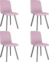 Decoways - Eetkamerstoelen 4 stuks fluweel roze