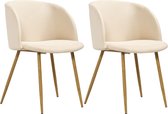 Decoways - Eetkamerstoelen 2 st stof crème