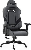 WoonWerkInterieur - Bureaustoel - Gamestoel - Ergonomisch -  Racestoel - Gamingchair - Grijs - Rugkussen - Nekkussen