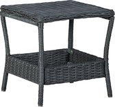 Decoways - Tuintafel 45x45x46,5 cm poly rattan donkergrijs