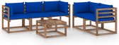 Decoways - 6-delige Loungeset met blauwe kussens