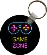 Sleutelhanger - Controller - Game - Neon - Zwart - Quotes - Game zone - Plastic - Rond - Uitdeelcadeautjes