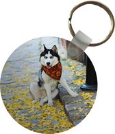 Sleutelhanger - Hond - Herfst - Husky - Plastic - Rond - Uitdeelcadeautjes